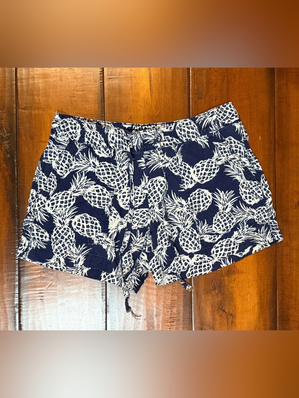 St. John's Bay Navy and White Pineapple Print Shorts